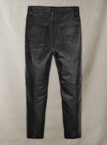 Herren Schwarz Leder Reißverschluss Jeans Hose 100% Echt Lammleder Designer - 第 8/12 張圖片