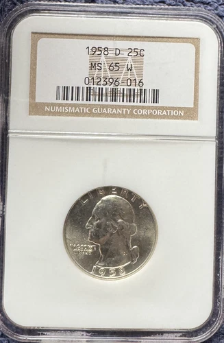 1958 D 25C Washington Quarter NGC MS 65 W