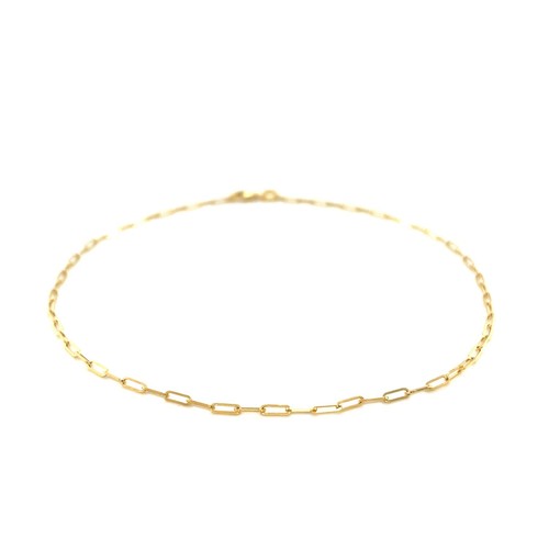 14K Yellow Gold Fine Paperclip Anklet (1.5mm) - Picture 2 of 3