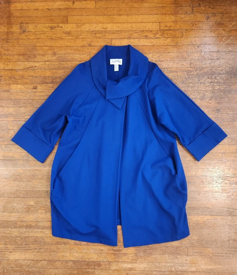 Abrigo Joseph Ribkoff Clásico Cocoon Estilo 153302TT Talla 10/L Azul Medianoche Foto 2 de 4