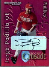 Jorge Padilla Card 2002 Donruss Rookies Crusade Autographs #35 