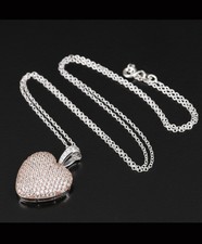 Sterling Silver Cubic Zirconia heart Necklace Pink