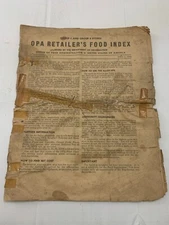 WWII 1944 Office Of Price Administration OPA Retailer's Food Index