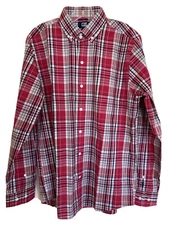 Cutter & Buck New Men’s Shirt Small Red Plaid Cotton Blend Oxford