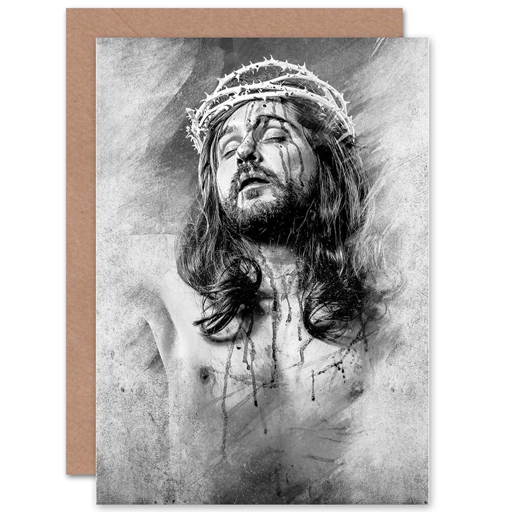 Jesus Christ Christian Crusifix Blank Greeting Card With Envelope