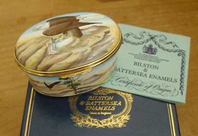 Boxed Ltd Ed Halcyon Days ''Bald Eagle'' Audubon Emaille Box - 2 3/4'' (7cms)
