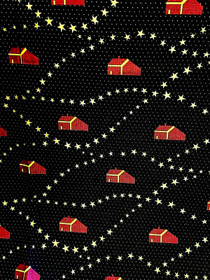 House NO PLACE LIKE HOME by Barnnock & Pateck for Moda Fabric Black Red 43 x 36''