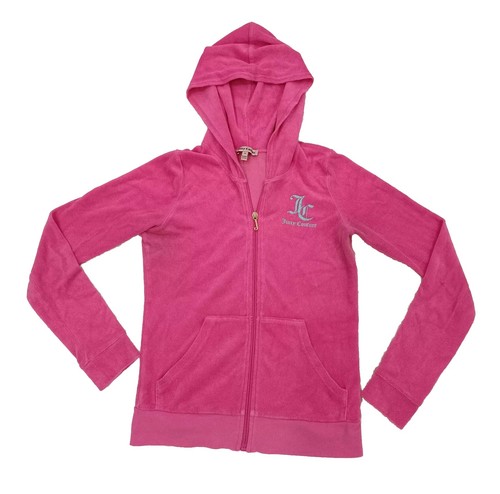 Vintage Juicy Couture Tracksuit Jacket Pink Hoodie Logo Youth 14 Adult XS Y2k