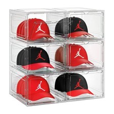 6x Caja organizadora de sombreros transparente apilable para gorras de b isbol
