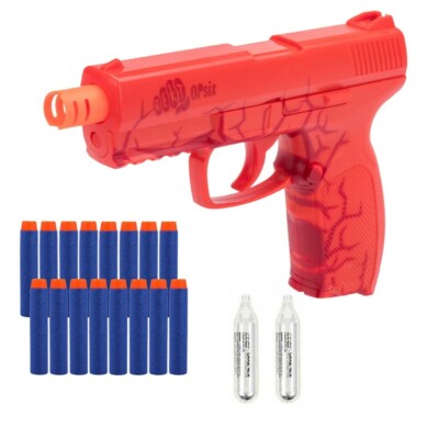 Pistolet CO2 REKT OPSIX Rouge à fléchettes mousse - Pack 6 Flèchettes