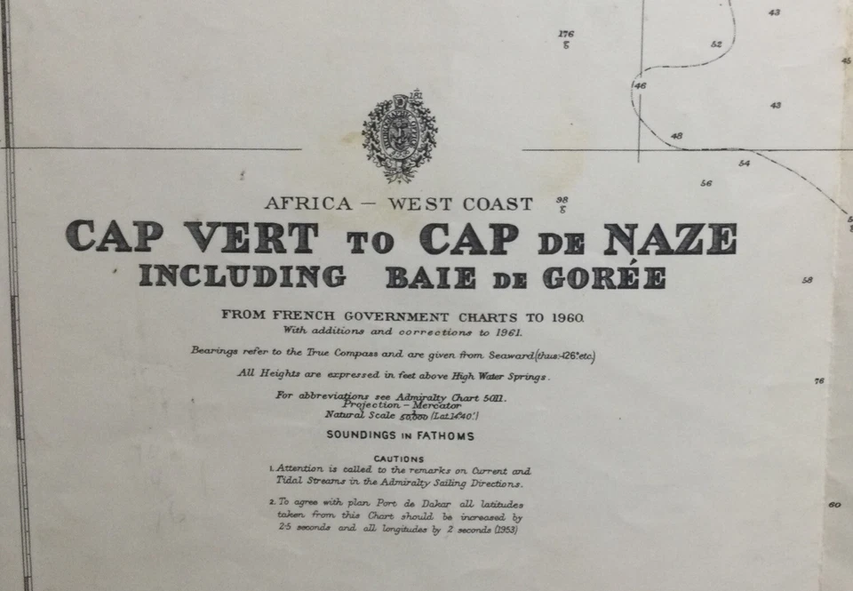 ВИНТАЖНАЯ КАРТА АДМИРАЛТЕЙСТВА. No1001. ДАКАР, СЕНЕГАЛ. Выпуск 1940 г. - Изображение 2 из 4