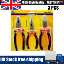 3x HEAVY DUTY 150mm 6" COMBINATION LONG NOSE SIDE CUTTER CUTTING PLIERS SET