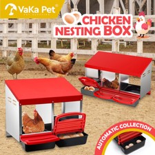 2/3 Hole Chicken Nesting Box Egg Hen Coop Hutch Inside Outside Roll Away Lay Pet
