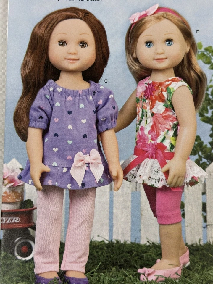 Simplicity 14" Doll Clothes Tunic Leggings Top Dress Patterns 8574 UNCUT - Image 3 of 4