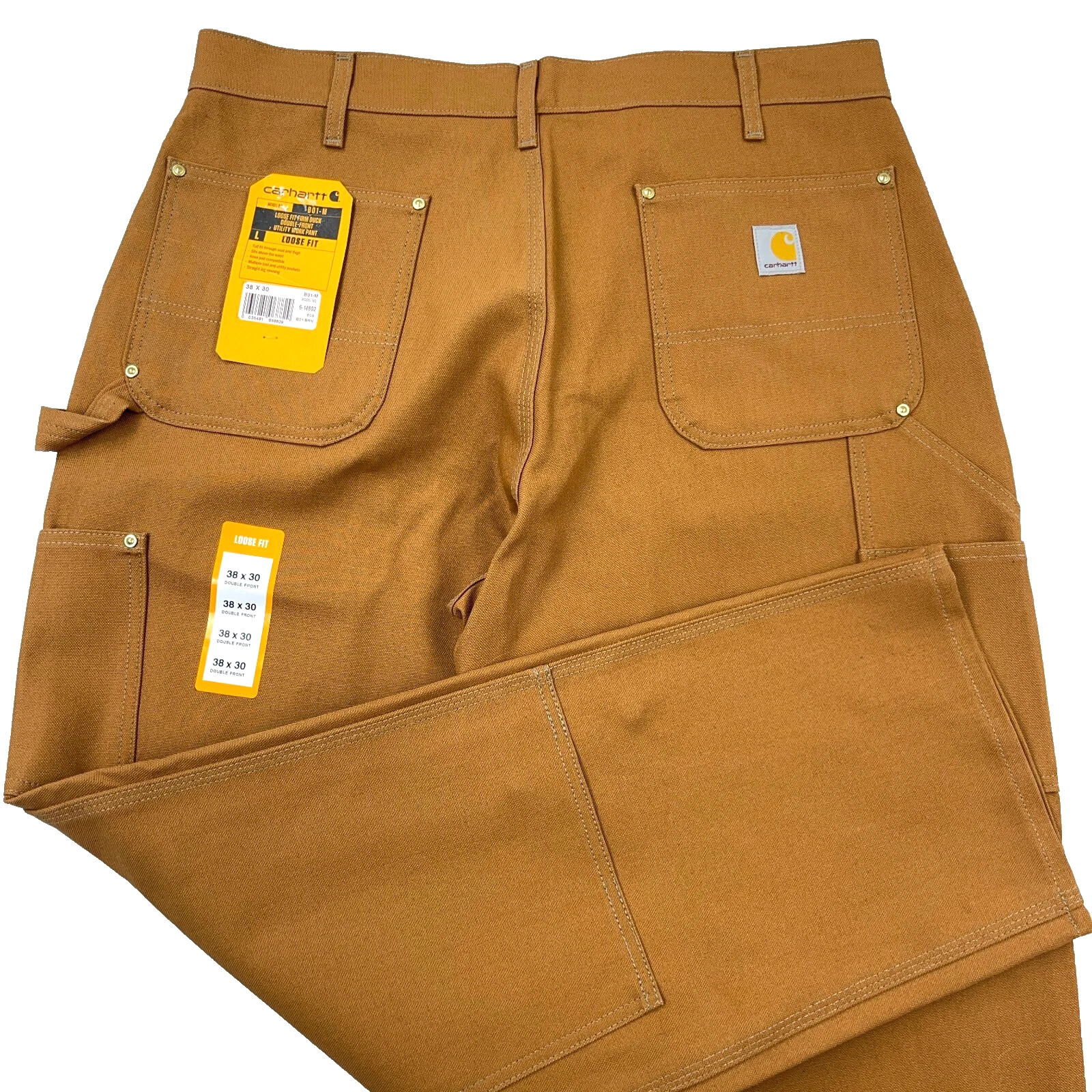 Carhartt Pants Men 38x30 Brown Loose Fit Duck Canvas Double Knee USA Baggy B01