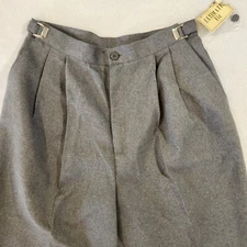 NWT Liz Baker Slate Gray Dress Pants 12 Adjustable Waist Tapered Pleats Buckles
