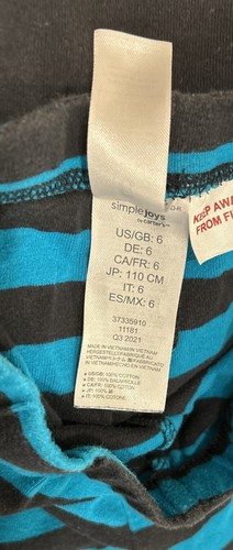 Simple Joys by Carter's Pajama 3Set Boys Kids, Blue Striped W/ Dinosaur Size 6 - Picture 13 of 13