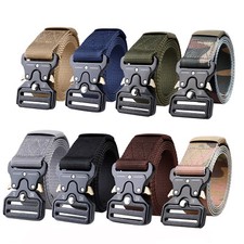Men's Tactical Belt, 1.5 Inches Heavy Duty Military Style Buckle Belt - Black