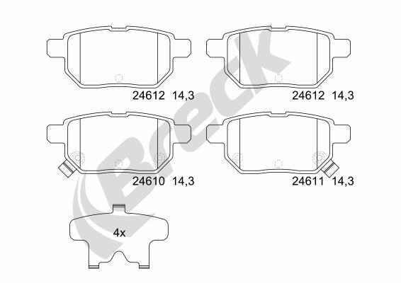 Breck BremsbeläGe Bremsbelegsatz Hinten FüR Toyota Yaris Auris Subaru Trezia-image