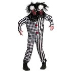 Adult 2 Headed Killer Clown Costume Mens Womens Scary Halloween Double Head Suit