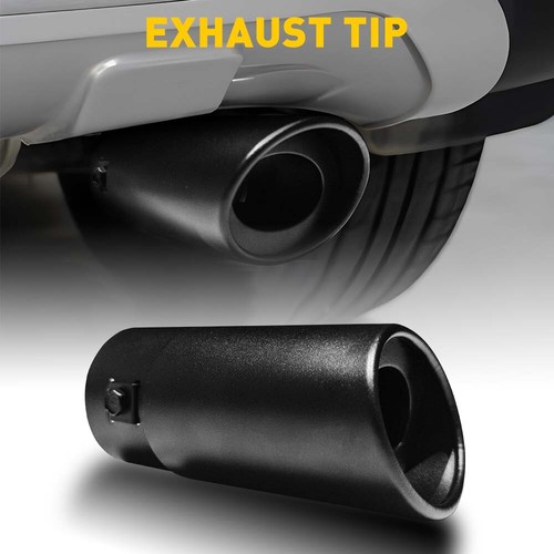 Black Car Exhaust Pipe Tip Rear Tail Throat Muffler Accessories 2.5" Inlet New - Picture 11 of 14