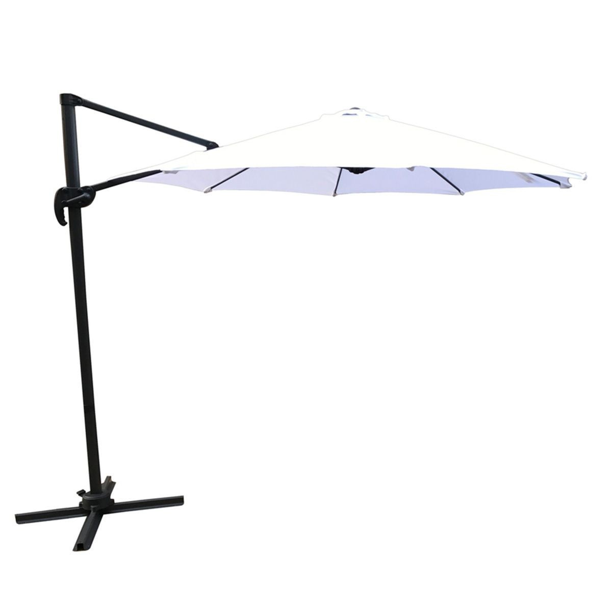 Parasol déporté rotatif Leeds 300cm blanc pour terrasse et jardin