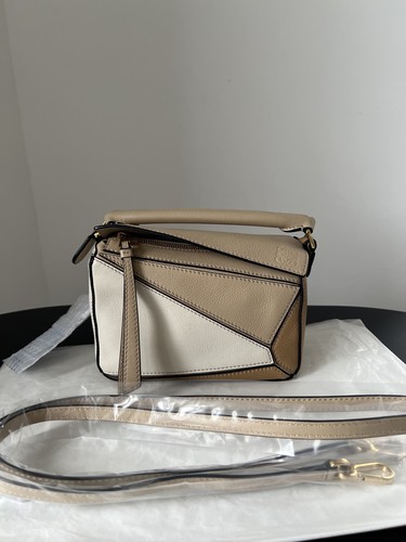 LOEWE Puzzle Mini Tri-tone Beige Grained Calfskin Top Handle Crossbody Duty Paid