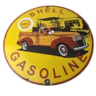Vintage Shell Gasoline Sign - Goofy Old Truck Gas Oil Pump Porcelain Sign