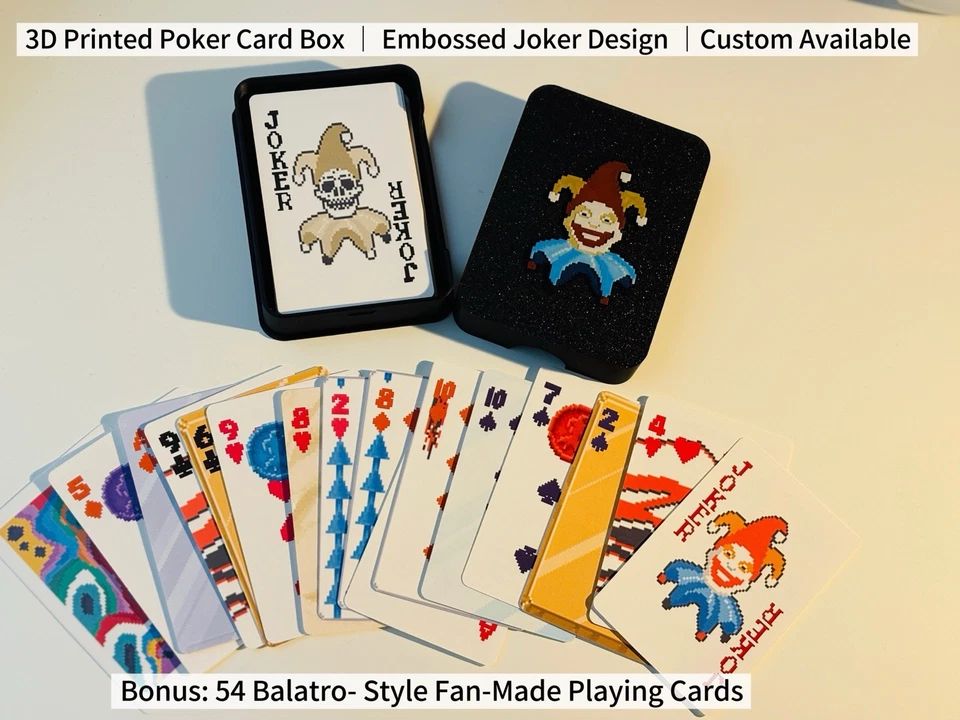3D Printed Playing Card Case + 54 Balatro-Style Cards｜Custom Poker Size Box - Image 3 of 4