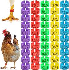 CougZed 100 Pcs Chicken Leg Bands - 16mm Colorful Numbered Chicken Tags for L...
