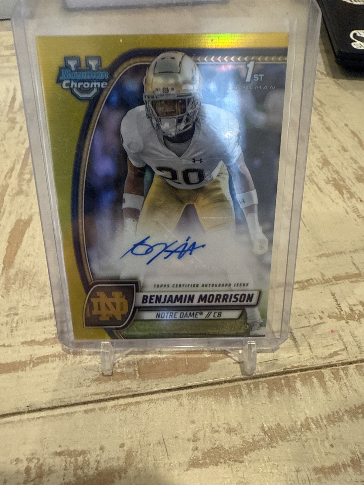 2024 Bowman U Chrome Yellow Refractor Autograph  Benjamin Morrison Refractor /75