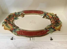 Fitz and Floyd Holiday Solstice 19” Christmas Platter serving/Wall Hang Decor 