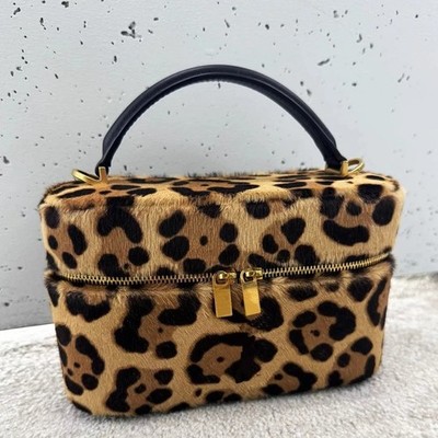 Real Horsehair Mini Box Bag Leopard Pattern leo Handbag women