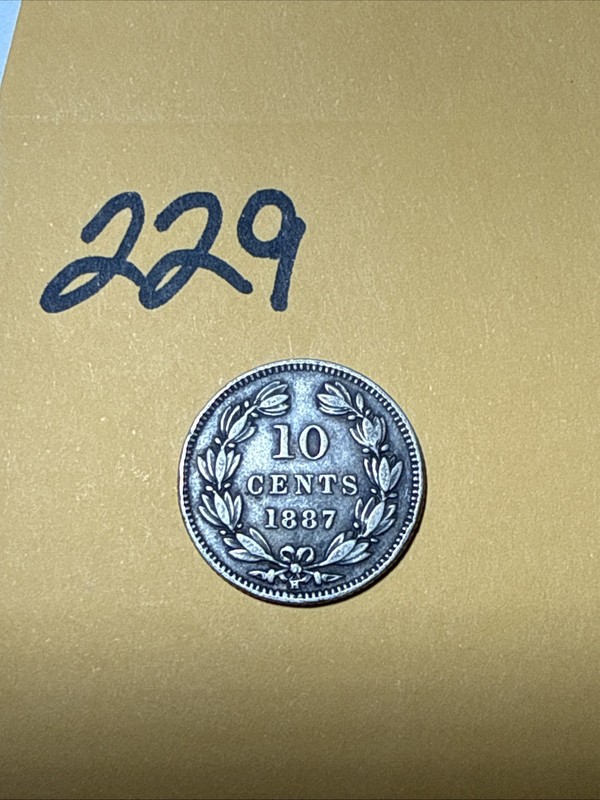 1887 H Nicaragua 10 Cents - 0.800 Silver - World Coin
