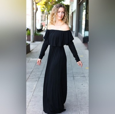 Bulk Reseller's Lot 8 Black Flutter Sleeve Maxi Evening Dresses, S, M, L, XL