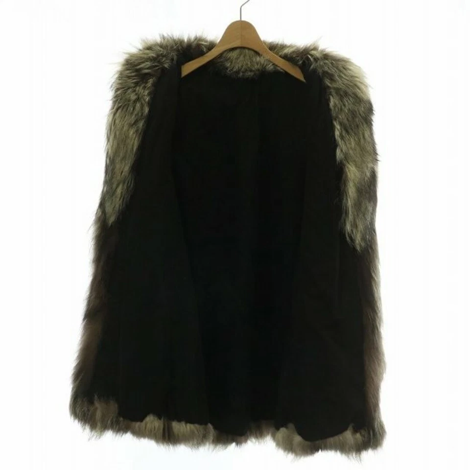 Silver Fox Fur Coat Dark Brown Mid Length Real Fox Hook Closure Japan Vintage - Image 4 of 4