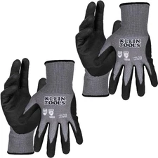 Klein Tools 60586 Work Gloves, Knit Dipped Cut Resistant ANSI A2 Nitrile Coated 