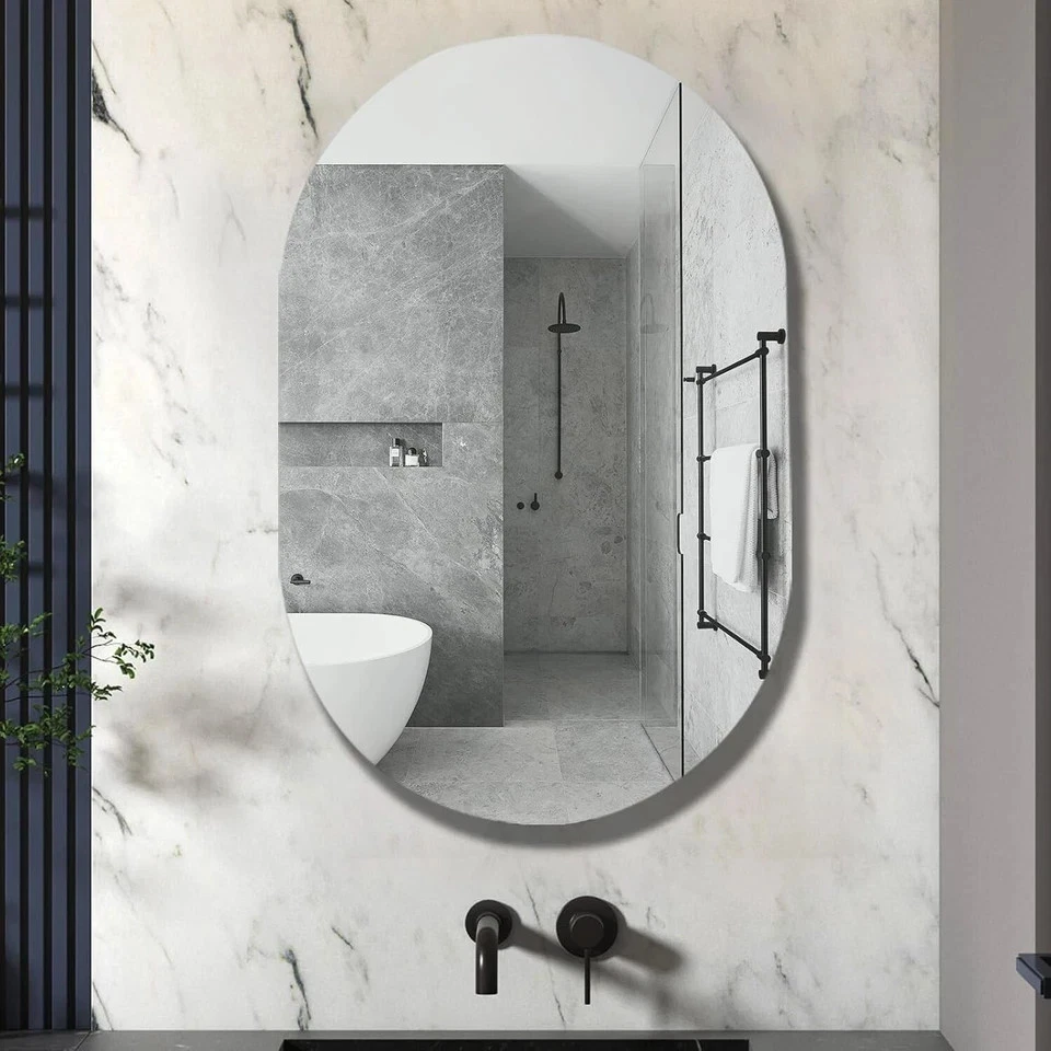 HESONTH Botiquín Ovalado con Espejo, Hueco o Baño Montado en Superficie... Foto 2 de 4