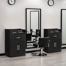Hair Salon Storage Station with Drawer & Cabinet, Utility Barber Equipment