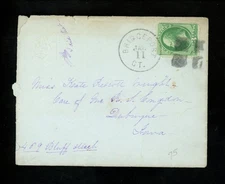 US Postal History #184 Banknote issued 1878 Bridgeport CT to Dubuque IA