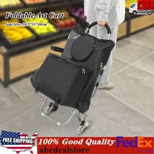 Portable Folding Wheeled Art Chair Cart Rolling Big Chair Cart With Storage