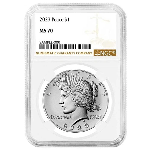 2023 $1 Peace Silver Dollar NGC MS70 Brown Label