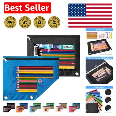 2 Pack Clear View Pencil Pouches for 3 Ring Binders - Durable & Stylish Solution