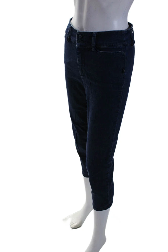 Pantalones de mezclilla de algodón de tiro bajo de pierna recta azul oscuro talla 36 Agnes B para mujer Foto 2 de 4