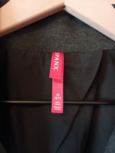 SPANX The Perfect Asymmetrical Ponte Blazer Charcoal Black sz 1X Sleek Business - Picture 6 of 14