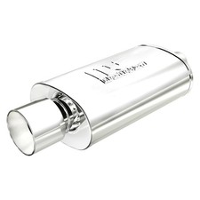 Exhaust Muffler Street Series Stainless Steel Oval Silver Exhaust Muffler W