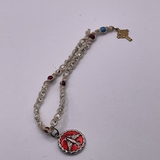 handmade vintage Italian devine mercy rosary red and clear crystal beads