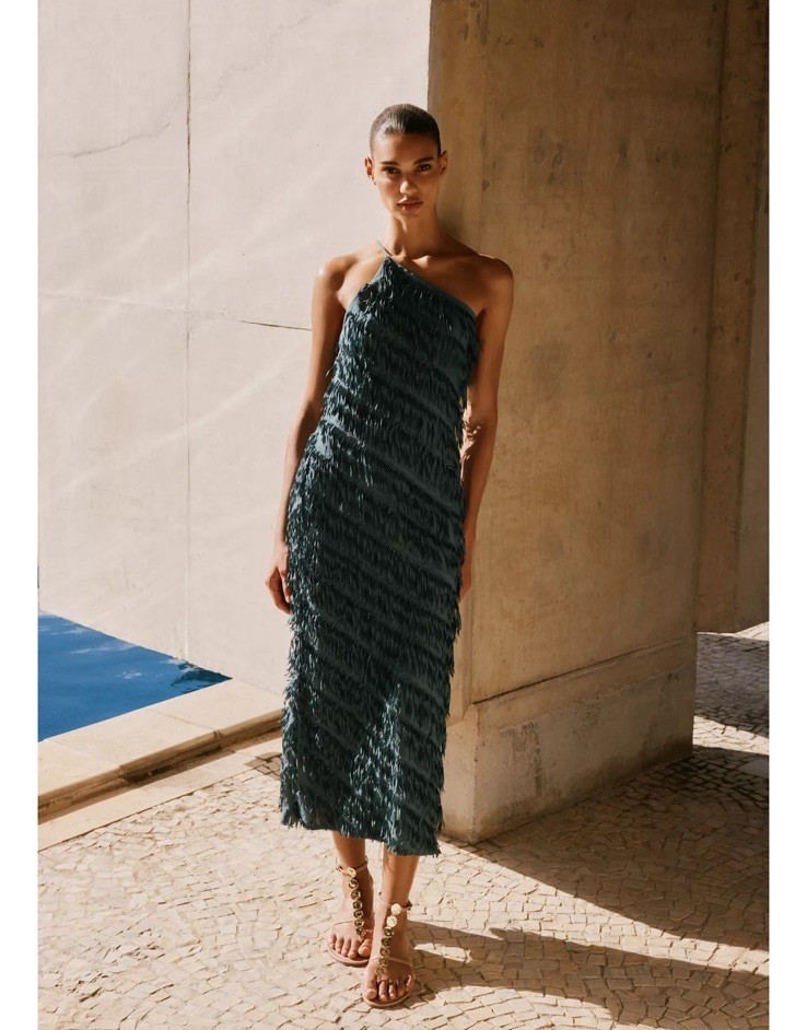 slim fit dress slacks ROAME. Ischia Fringed Dress Aqua Mist / M main image 1