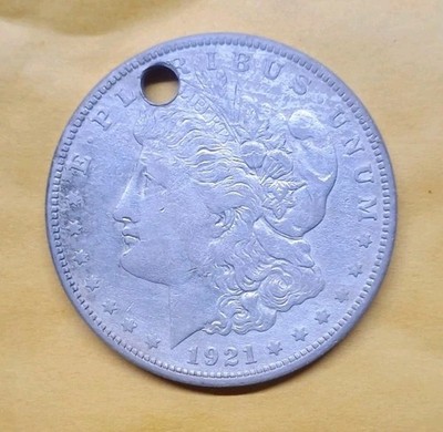 Morgan Silver Dollar 1921 *Hole Drilled* 