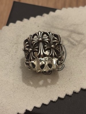 Chrom Herzen echt Friedhof Ring Größe 7,5 US in 925 Sterling Silber